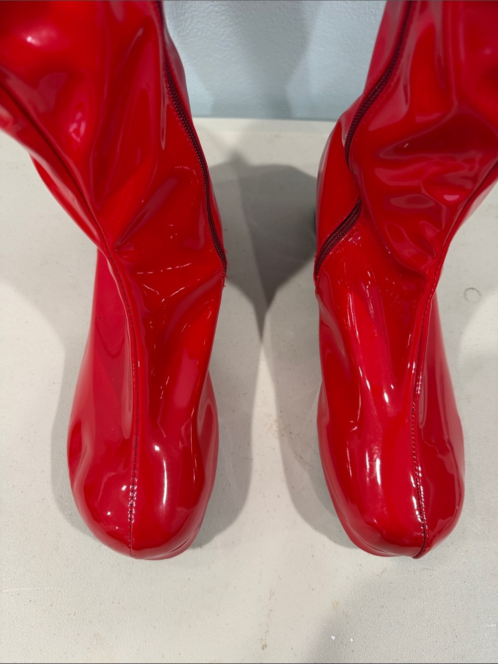 Women's Red Patent Knee-High Heeled Boots EUR 43 USA Womens 11-12?